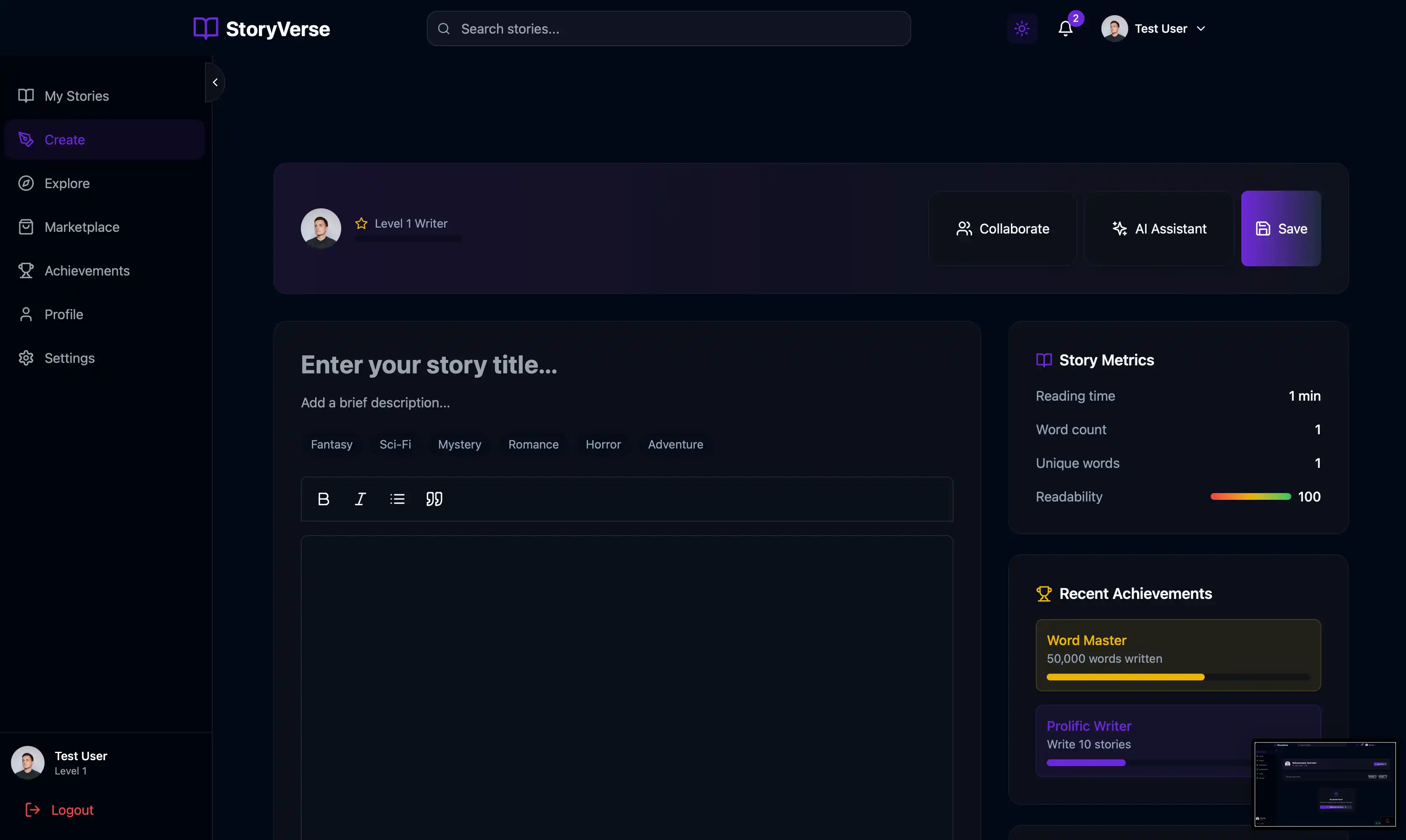 StoryVerse: Decentralized Story Universe Platform