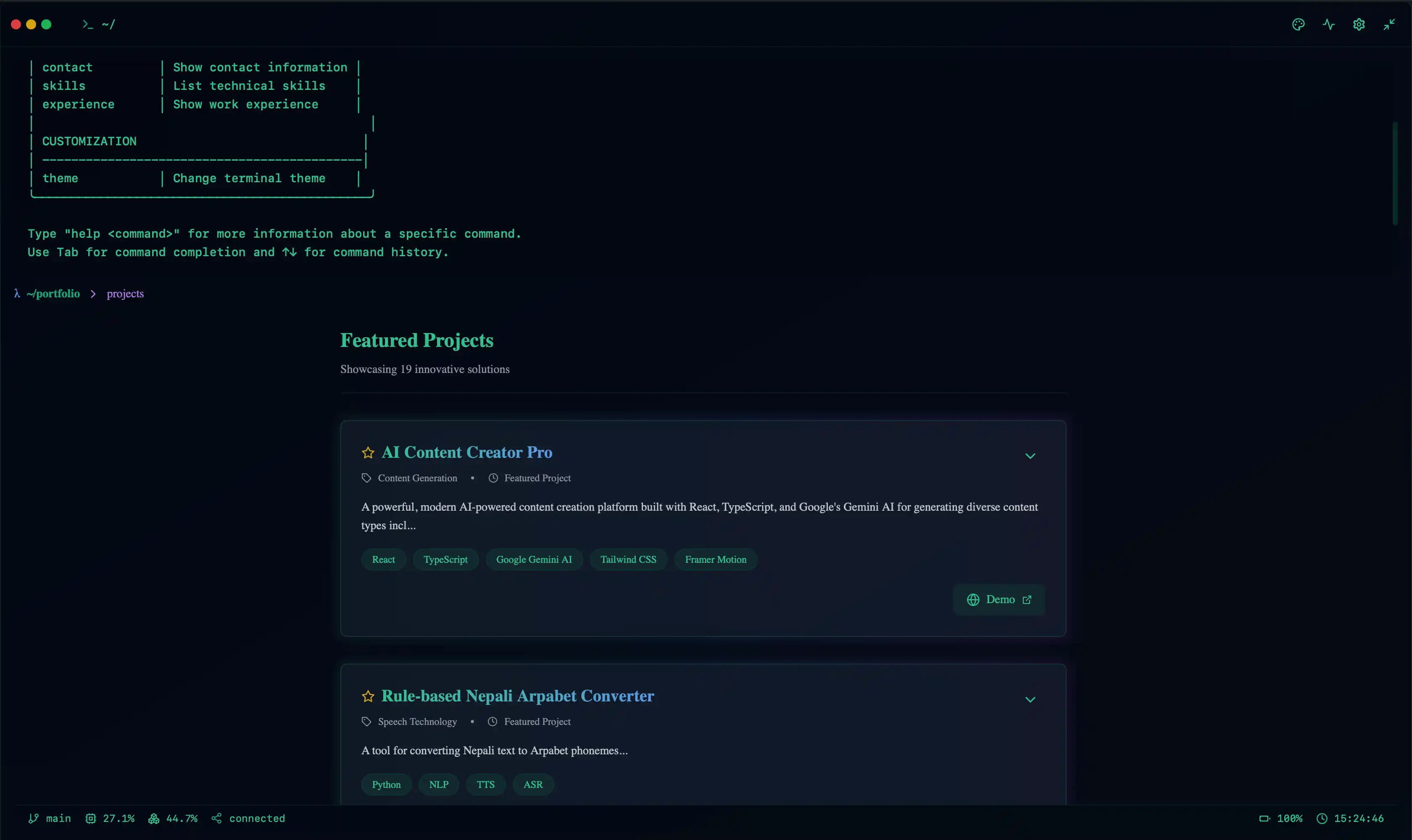 Terminal Portfolio Template